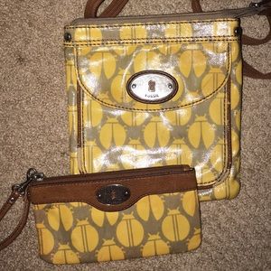 Fossil crossbody and pouch